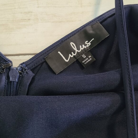 Lulus Navy Blue Satin Mini Slip Dress Cocktail Prom Party Hoco Club NEW Small - Picture 7 of 8